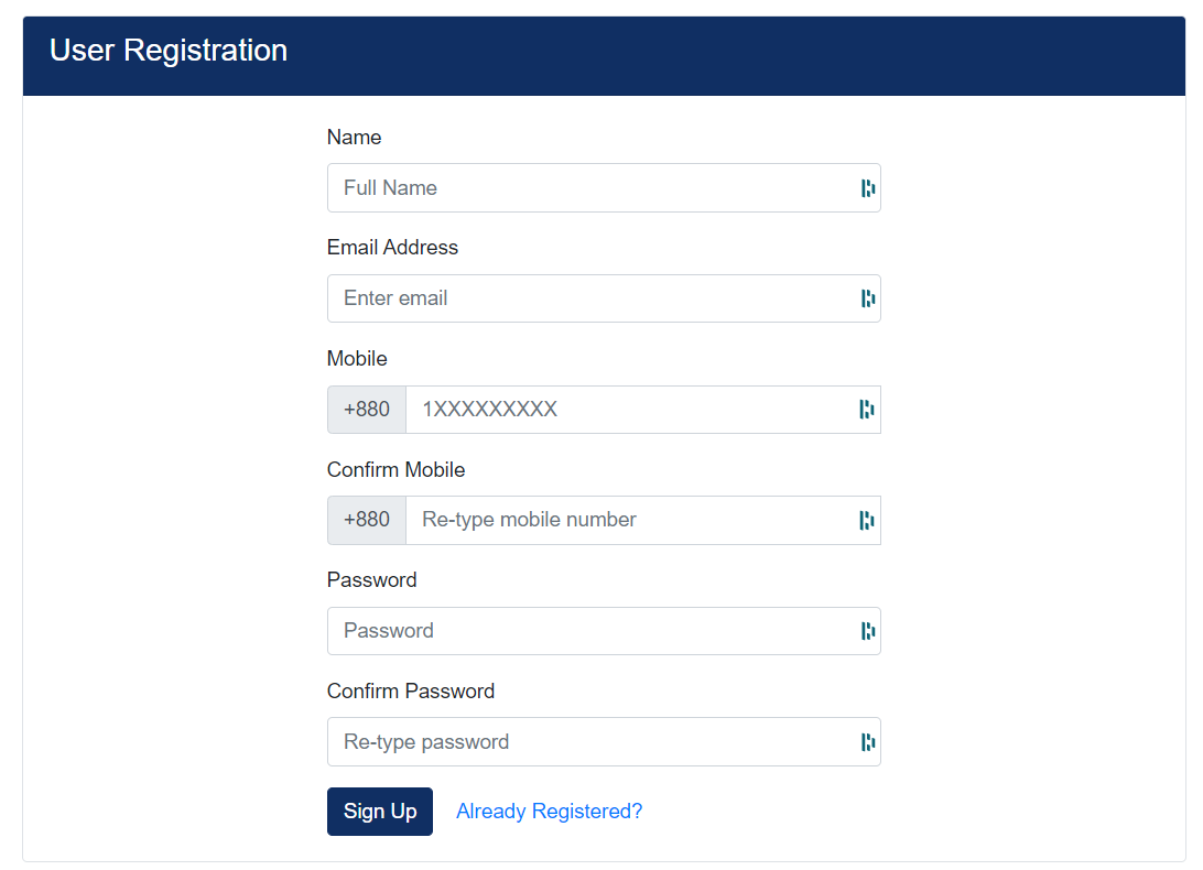 Bangladesh Railway Online Ticket - Register 